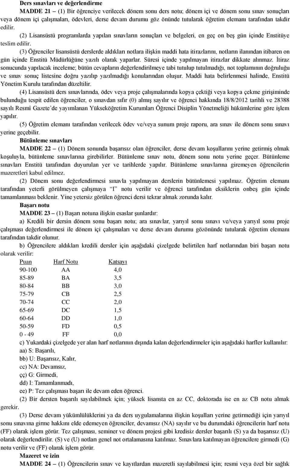 (3) Öğrenciler lisansüstü derslerde aldıkları notlara ilişkin maddi hata itirazlarını, notların ilanından itibaren on gün içinde Enstitü Müdürlüğüne yazılı olarak yaparlar.