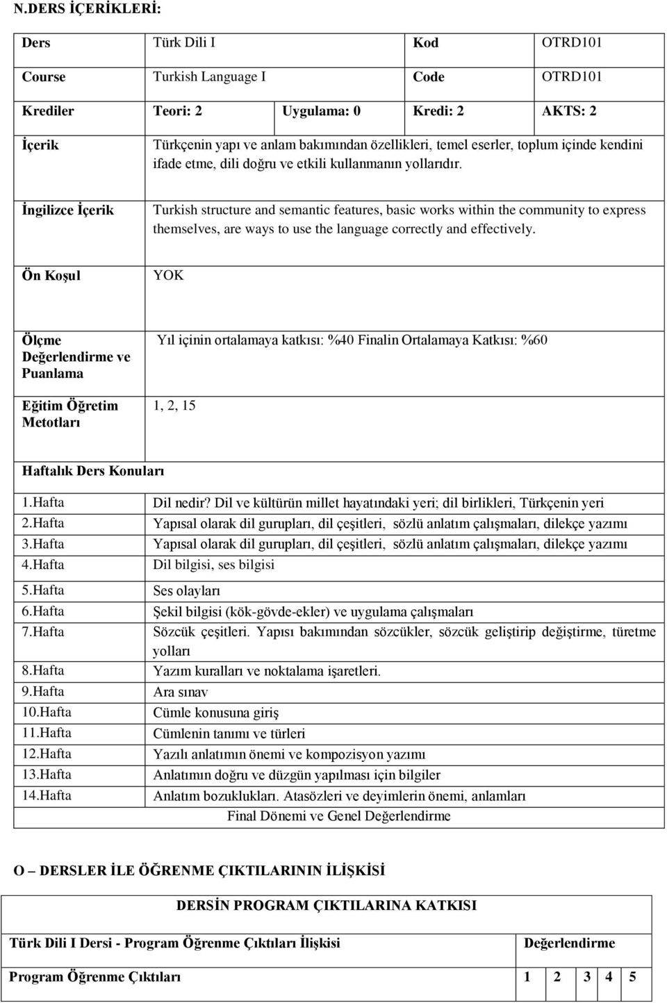 İngilizce İçerik Turkish structure and semantic features, basic works within the community to epress themselves, are ways to use the language correctly and effectively.