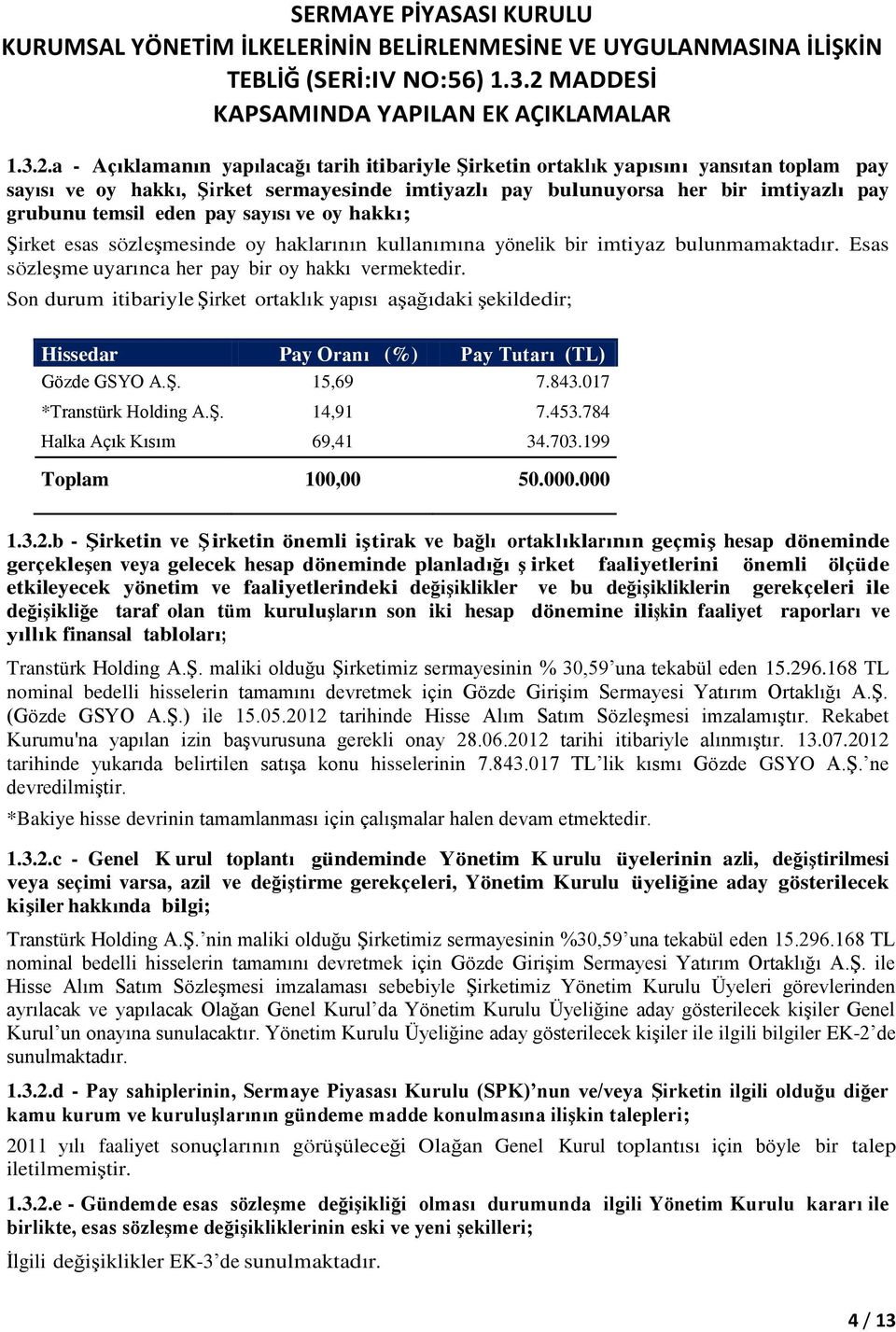 a - Açıklamanın yapılacağı tarih itibariyle Şirketin ortaklık yapısını yansıtan toplam pay sayısı ve oy hakkı, Şirket sermayesinde imtiyazlı pay bulunuyorsa her bir imtiyazlı pay grubunu temsil eden