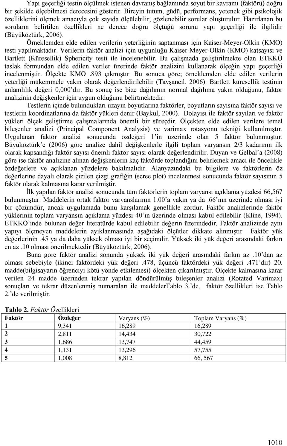 Hazırlanan bu soruların belirtilen özellikleri ne derece doğru ölçtüğü sorunu yapı geçerliği ile ilgilidir (Büyüköztürk, 2006).