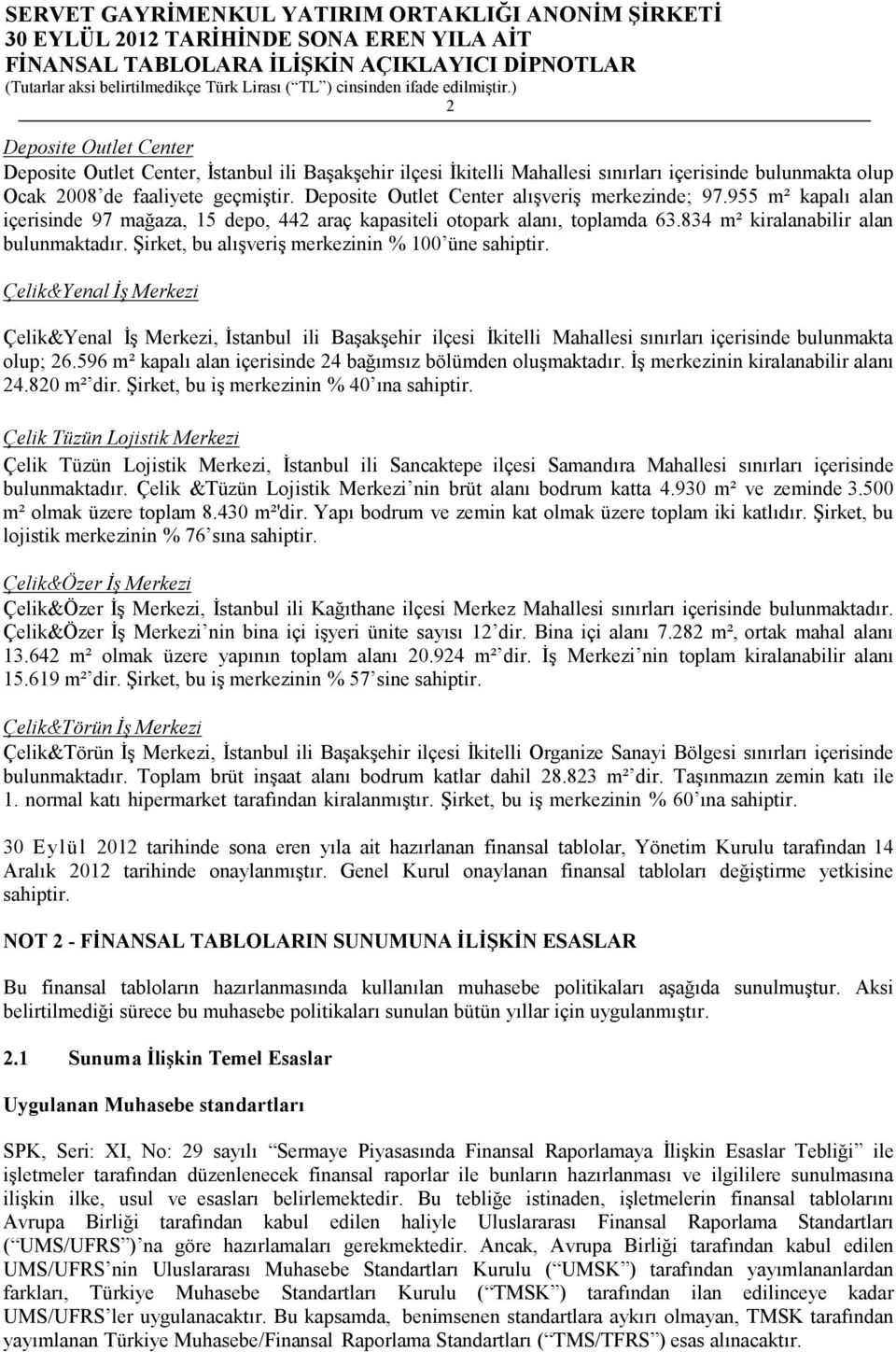 Şirket, bu alışveriş merkezinin % 100 üne sahiptir. Çelik&Yenal İş Merkezi Çelik&Yenal İş Merkezi, İstanbul ili Başakşehir ilçesi İkitelli Mahallesi sınırları içerisinde bulunmakta olup; 26.