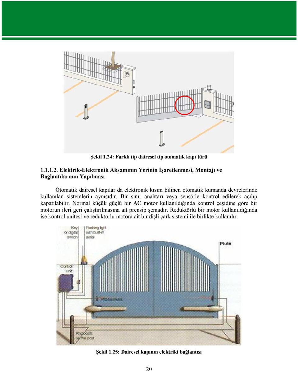 Elektrik-Elektronik Aksamının Yerinin İşaretlenmesi, Montajı ve Bağlantılarının Yapılması Otomatik dairesel kapılar da elektronik kısım bilinen otomatik kumanda