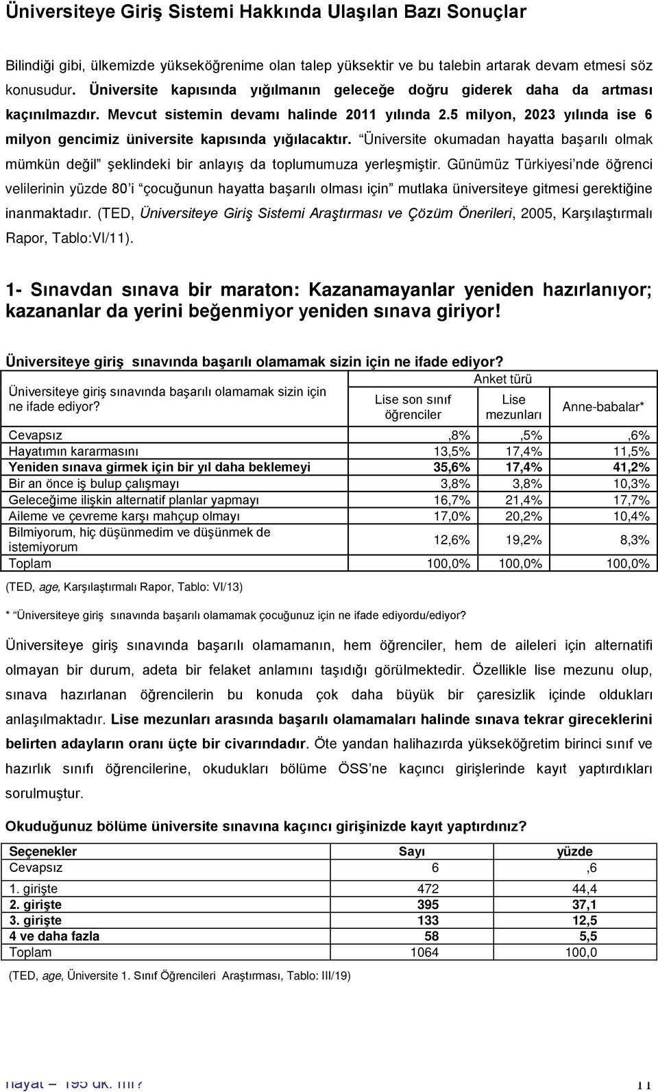 5 milyon, 2023 yılında ise 6 milyon gencimiz üniversite kapısında yığılacaktır. Üniversite okumadan hayatta başarılı olmak mümkün değil şeklindeki bir anlayış da toplumumuza yerleşmiştir.