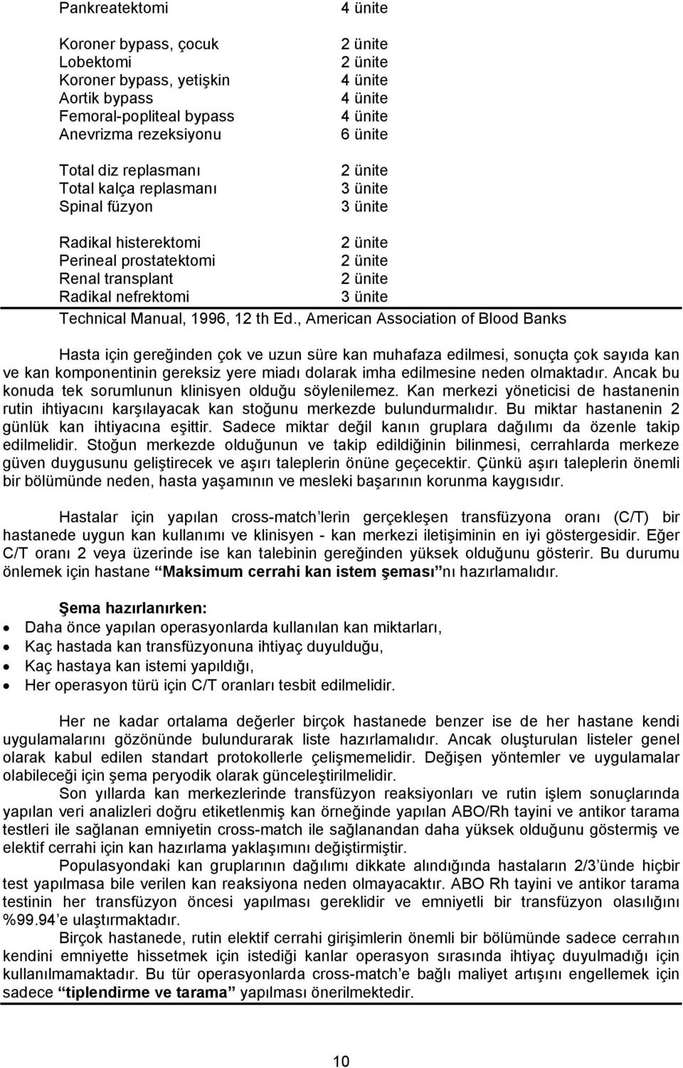 , American Association of Blood Banks Hasta için gereğinden çok ve uzun süre kan muhafaza edilmesi, sonuçta çok sayıda kan ve kan komponentinin gereksiz yere miadı dolarak imha edilmesine neden