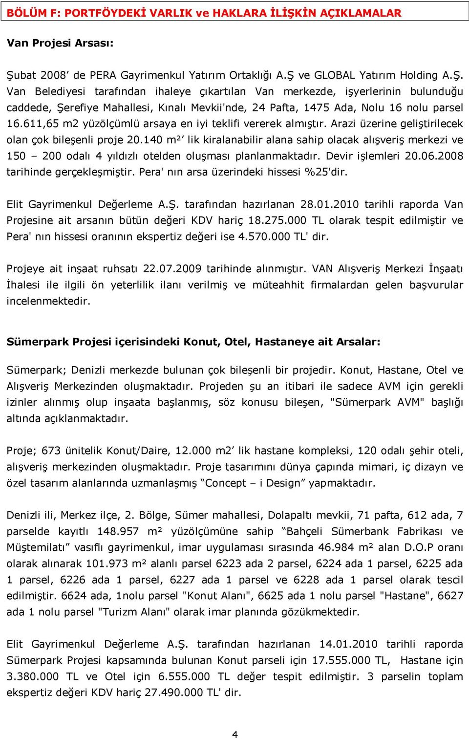 bat 2008 de PERA Gayrimenkul Yatırım Ortaklığı A.Ş 