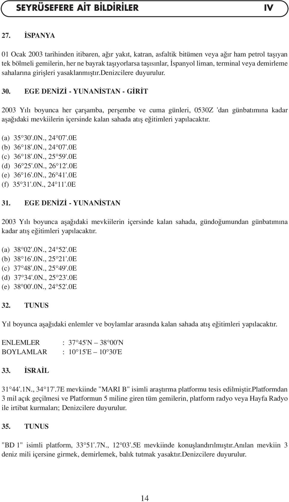 demirleme sahalar na giriflleri yasaklanm flt r.denizcilere duyurulur. 30.