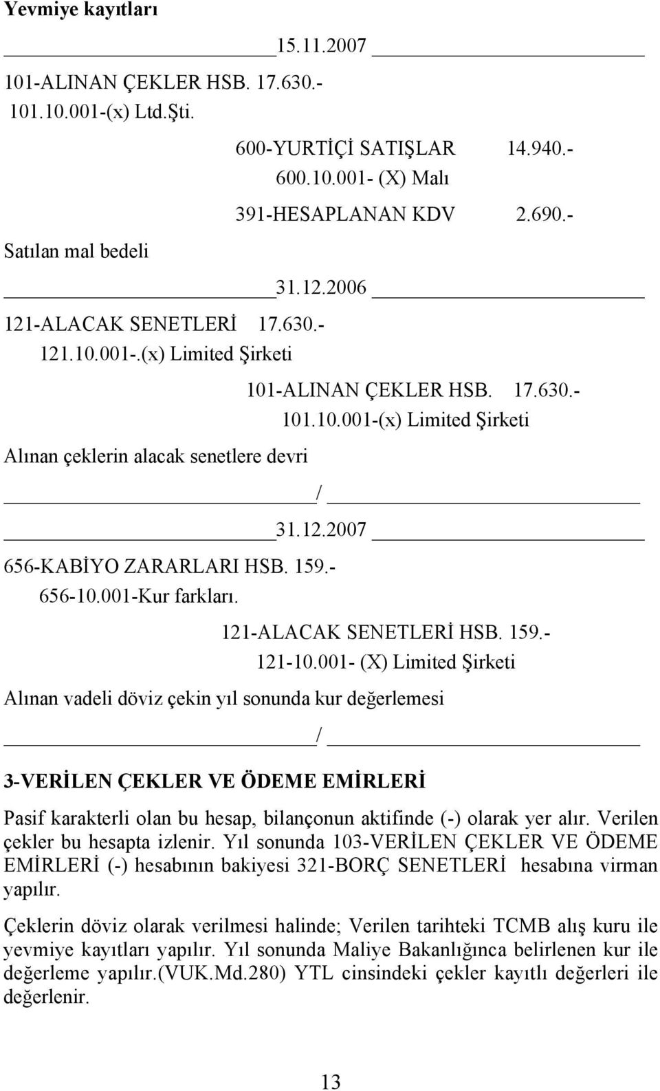 159.- 656-10.001-Kur farkları. 121-ALACAK SENETLERİ HSB. 159.- 121-10.