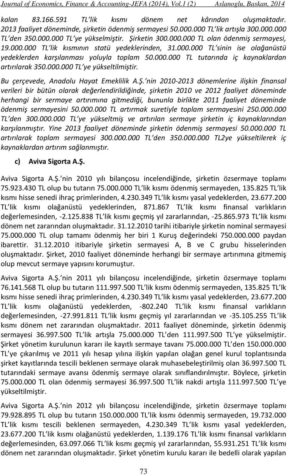 000.000 TL ye yükseltilmiştir. Bu çerçevede, Anadolu Hayat Emeklilik A.Ş.