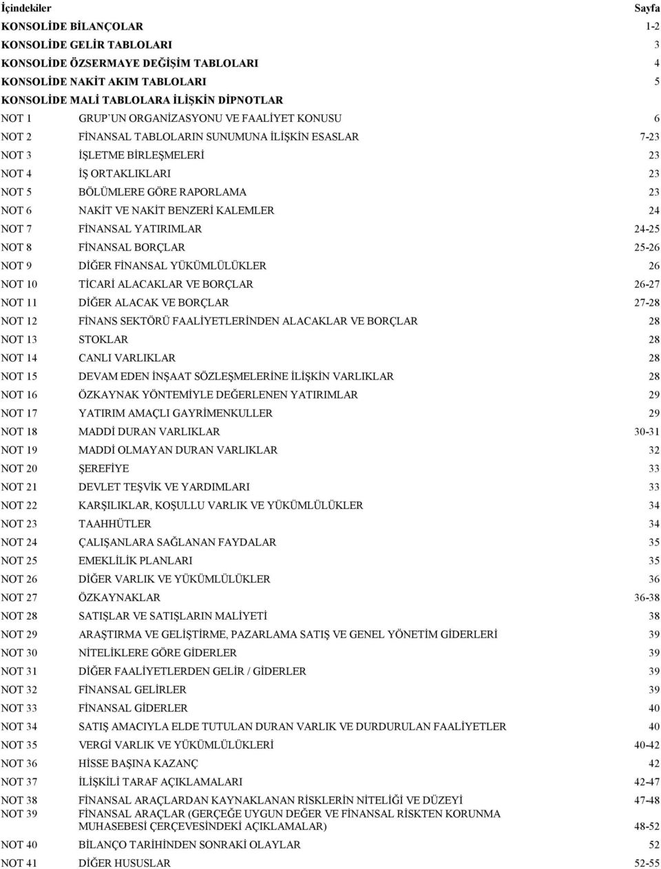 NAKİT BENZERİ KALEMLER 24 NOT 7 FİNANSAL YATIRIMLAR 24-25 NOT 8 FİNANSAL BORÇLAR 25-26 NOT 9 DİĞER FİNANSAL YÜKÜMLÜLÜKLER 26 NOT 10 TİCARİ ALACAKLAR VE BORÇLAR 26-27 NOT 11 DİĞER ALACAK VE BORÇLAR