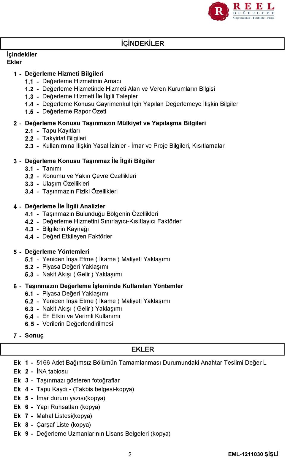 1 - Tapu Kayıtları 2.2 - Takyidat Bilgileri 2.3 - Kullanımına İlişkin Yasal İzinler - İmar ve Proje Bilgileri, Kısıtlamalar 3-4 - 5-6 - 7 - Değerleme Konusu Taşınmaz İle İlgili Bilgiler 3.