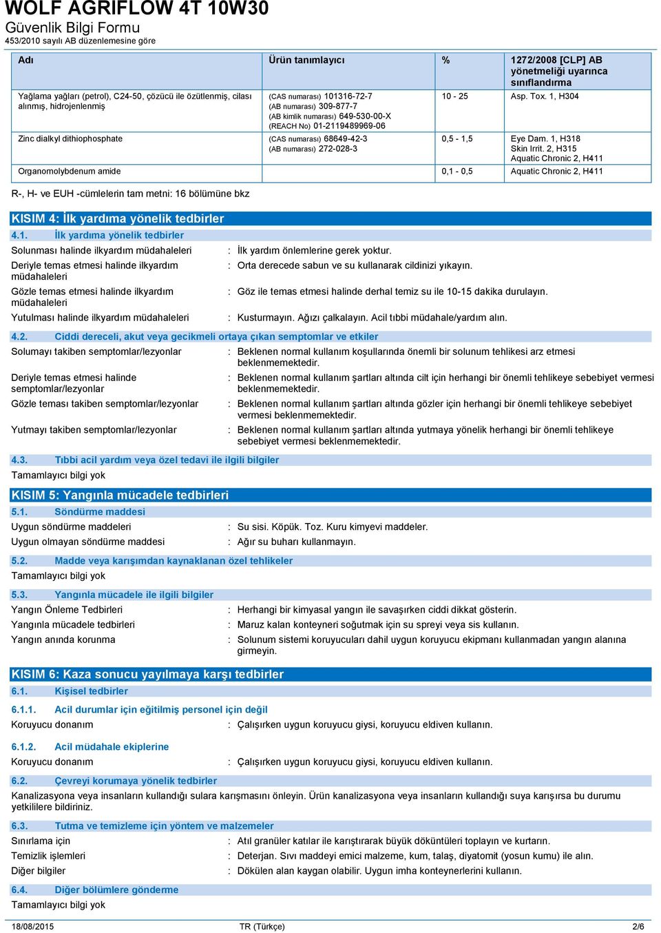 1, H304 0,5-1,5 Eye Dam. 1, H318 Skin Irrit.