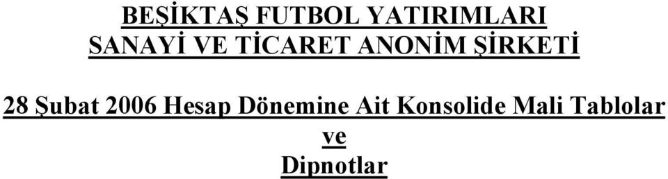 28 Şubat 2006 Hesap Dönemine Ait