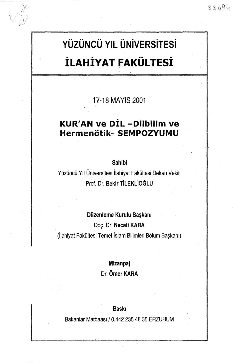 Bekir TiLEKLiOGLU Düzenleme Kurulu Başkanı Doç. Dr.