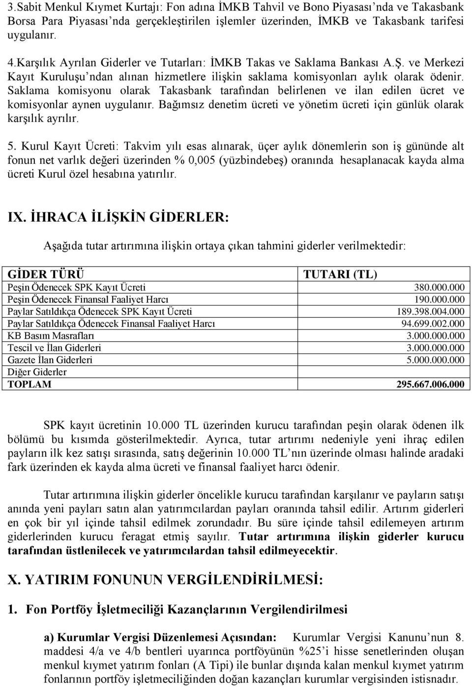 Saklama komisyonu olarak Takasbank tarafından belirlenen ve ilan edilen ücret ve komisyonlar aynen uygulanır. Bağımsız denetim ücreti ve yönetim ücreti için günlük olarak karģılık ayrılır. 5.