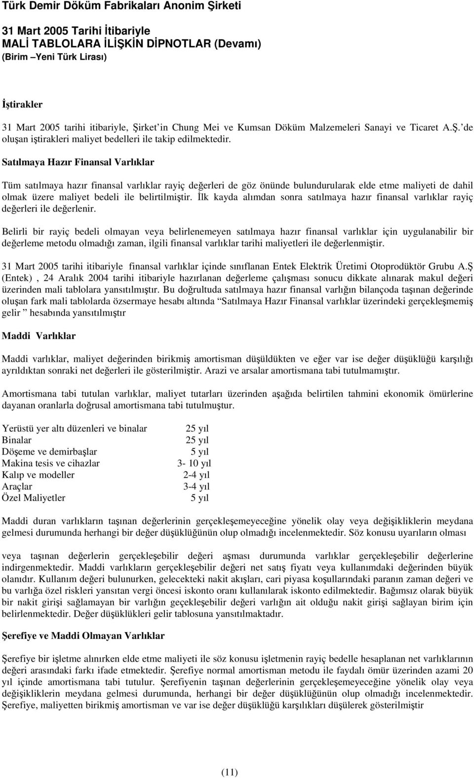 İlk kayda alımdan sonra satılmaya hazır finansal varlıklar rayiç değerleri ile değerlenir.