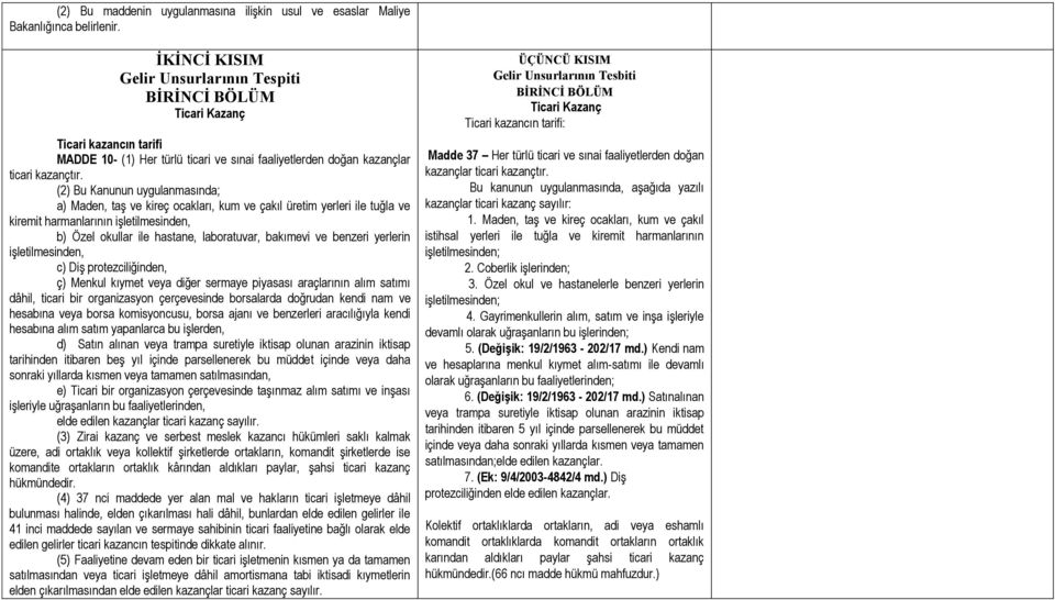 (2) Bu Kanunun uygulanmasında; a) Maden, taş ve kireç ocakları, kum ve çakıl üretim yerleri ile tuğla ve kiremit harmanlarının işletilmesinden, b) Özel okullar ile hastane, laboratuvar, bakımevi ve