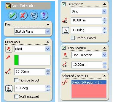 1.2. Extruded Cut (Katıdan Profil Çıkarma Komutu) Komut: Menü: Araç Çubuğu: Extrude Cut Insert > Cut > Extrude Features > Extruded Cut Şekil 1.