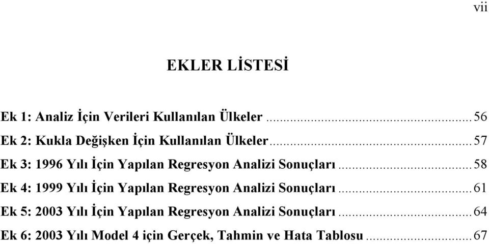 ..57 Ek 3: 1996 Yılı Đçn Yapılan Regresyon Analz Sonuçları.