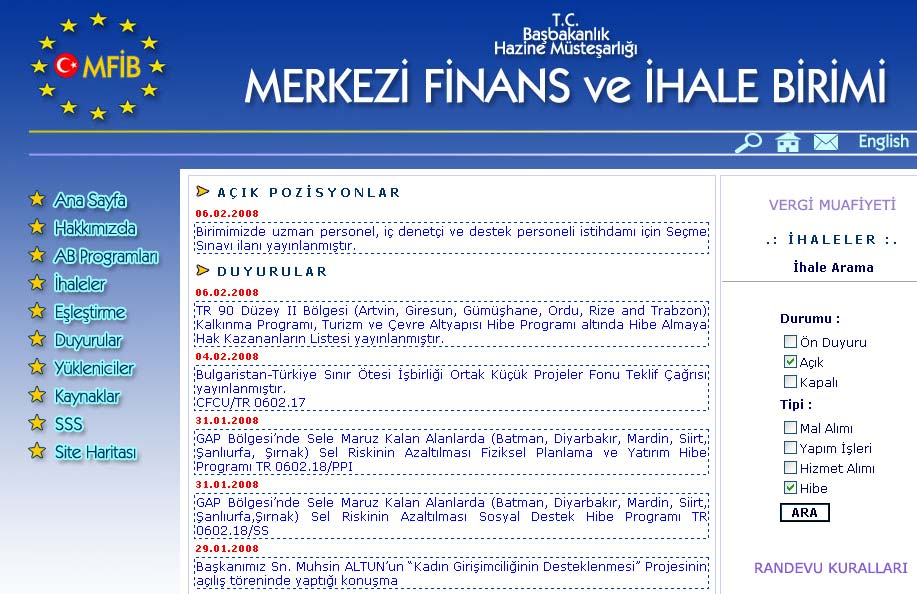 Merkezi Finans ve İhale Birimi İnternet