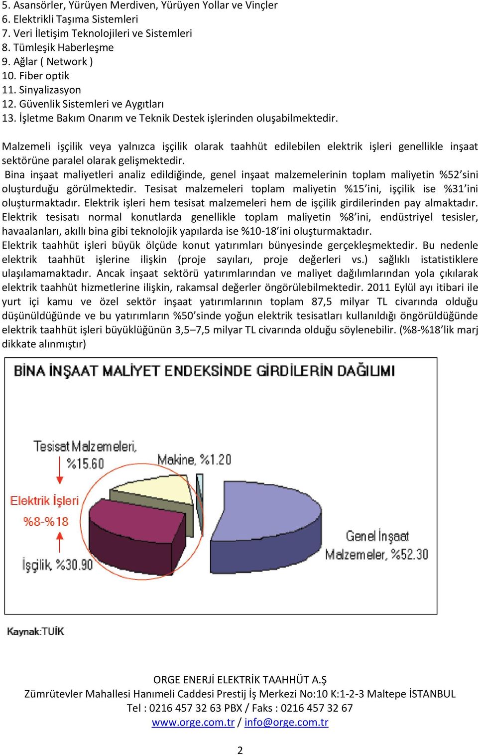 Malzemeli işçilik veya yalnızca işçilik olarak taahhüt edilebilen elektrik işleri genellikle inşaat sektörüne paralel olarak gelişmektedir.