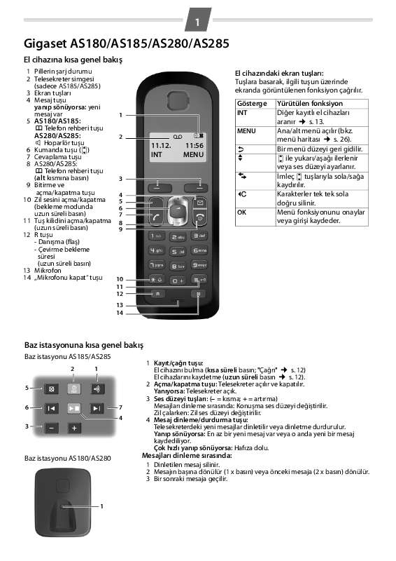 Bu kullanım kılavuzunda önerileri okuyabilir, teknik kılavuz veya SIEMENS GIGASET AS285 için kurulum kılavuzu.