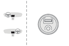 Giriş ve çalıştırma Prizler - Bağlanabilirlik 12 V'luk priz USB / Jack girişleri F 12 voltluk bir aksesuar (azami güç : 120 W.) bağlamak için, kapağı kaldırınız ve uygun adaptörü bağlayınız.