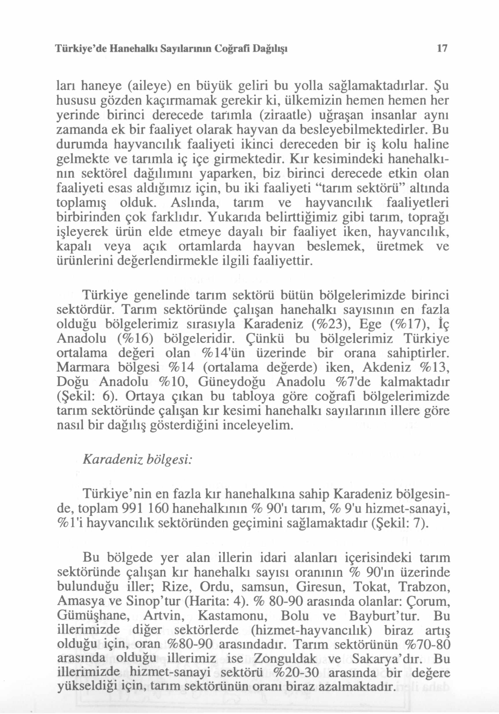 Türkiye de Hanehalkı Sayılarının Coğrafi Dağılışı 17 lan haneye (aileye) en büyük geliri bu yolla sağlamaktadırlar.