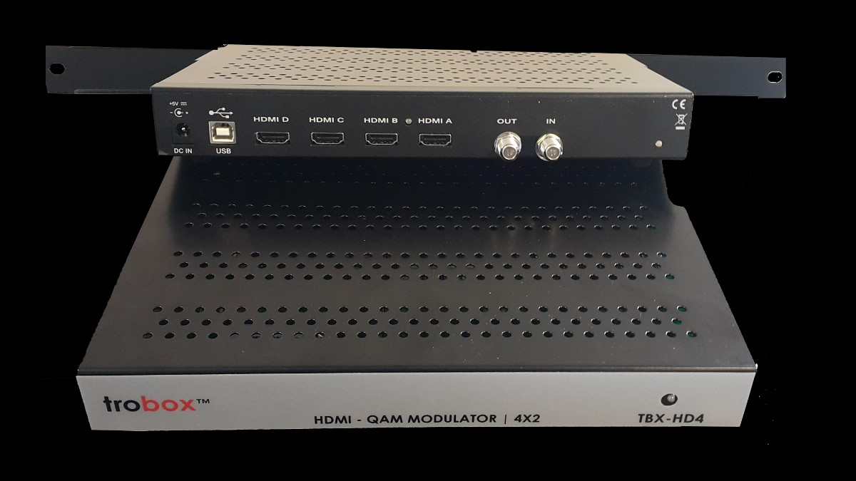 TBX-HD4 TBX-HD4 HDMI Transmodülatörleri; uydu alıcısı, güvenlik kamerası, DVD oynatıcılar gibi harici kaynaklardan gelen HD kalitesinde ses ve görüntü işaretlerini QAM /DVB-C veya COFDM / DVB-T