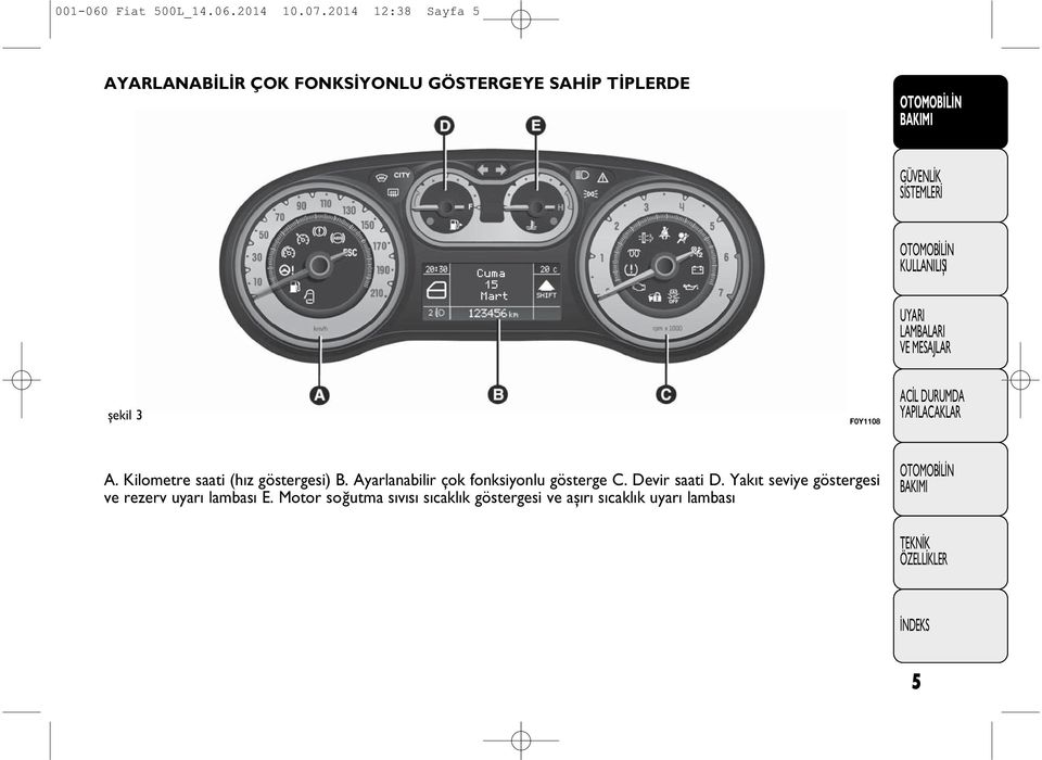 şekil 3 F0Y1108 A. Kilometre saati (h z göstergesi) B.