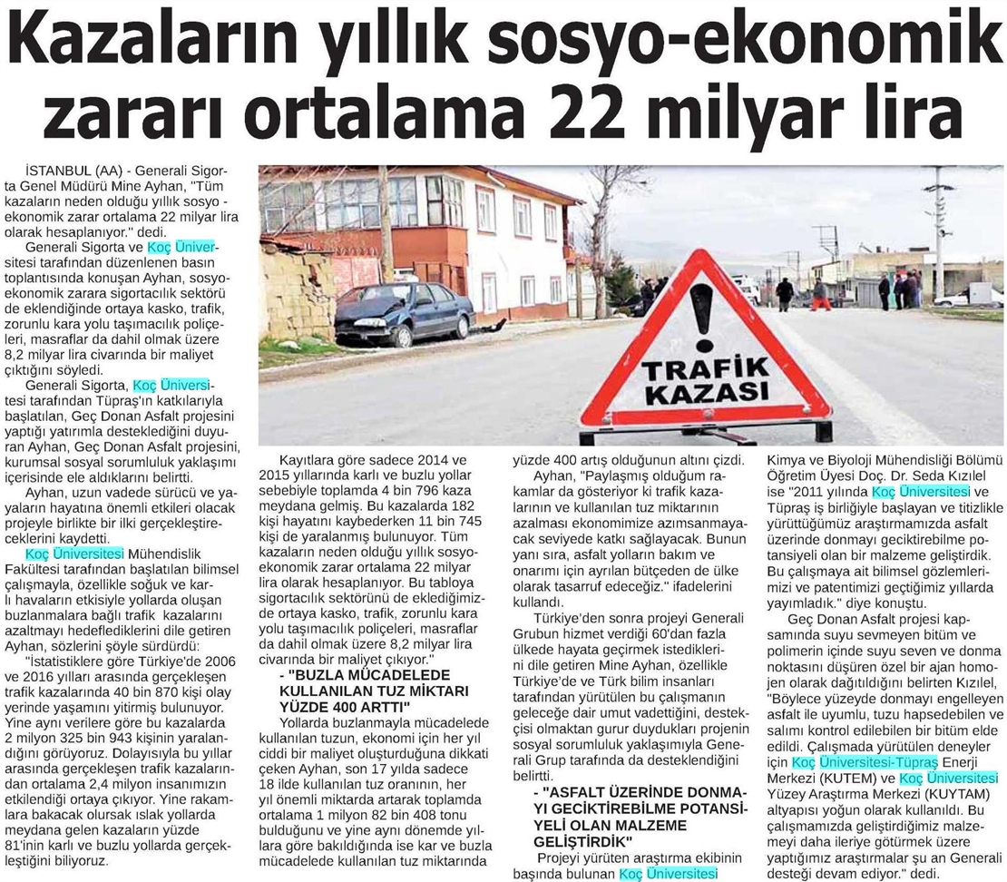 ANKARA 24 SAAT [ Yerel Yayınlar ] KAZALARIN EKONOMİYE ZARARI 22 MİLYAR LİRA Yayın