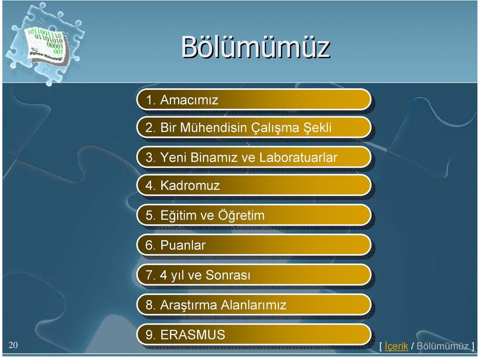 5. Eğitim ve ve Öğretim 6. 6. Puanlar 7.