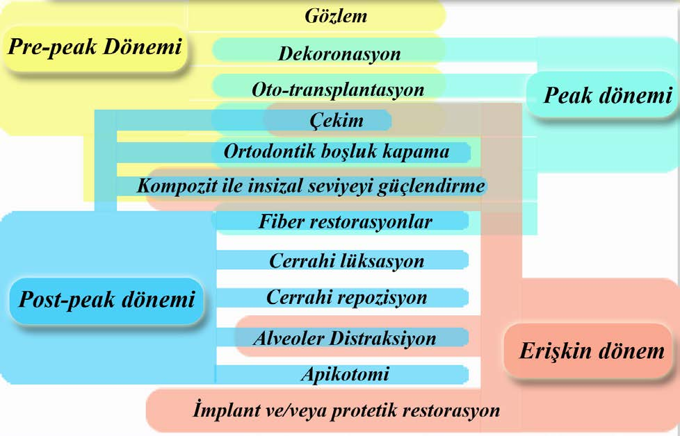 EÜ Dişhek Fak Derg 2016; 37_2; 75-87 uygulanması sebebiyle kuvveti ileten ataçmanın kopmasına bağlı başarısızlık olmaması için distraktörün dişe bağlandığı kısma braket yerine bant uygulaması