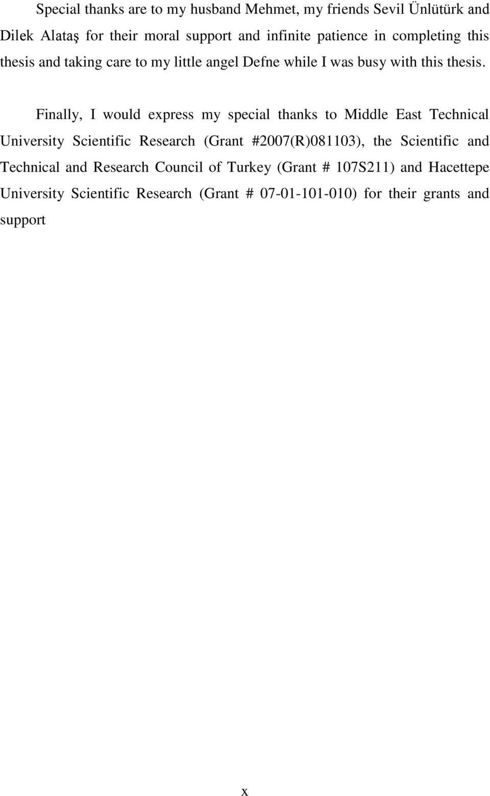 Finally, I would express my special thanks to Middle East Technical University Scientific Research (Grant #2007(R)081103), the