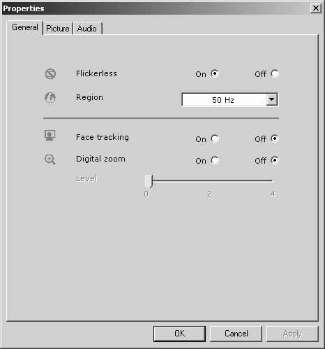 Web Kamera ayarları TR Philips SPC710NC/SPC715NC video önceliği bir uygulama içinden veya ekranınızın sağ alt köşesindeki Windows görev çubuğunda bulunabilen VProperty ikonuna tıklamak suretiyle