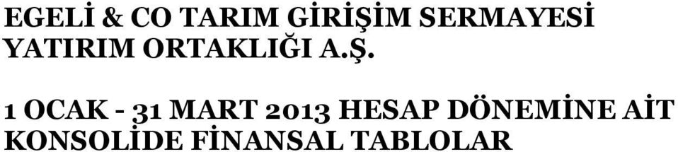 1 OCAK - 31 MART 2013 HESAP