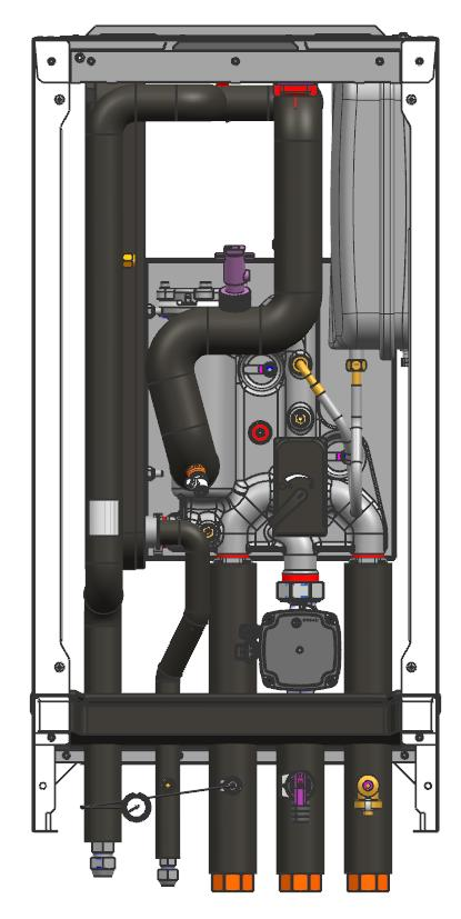İç ünite tasarımı Evaporatör Genleşme tankı (MAG 10 l) Debi şalteri Elektrikli ısıtıcı yeri 3-yollu-ayırma ventili