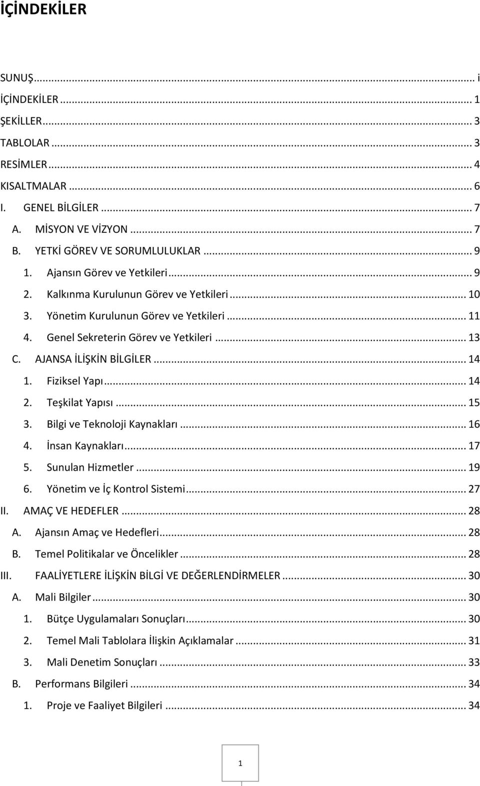 AJANSA İLİŞKİN BİLGİLER... 14 1. Fiziksel Yapı... 14 2. Teşkilat Yapısı... 15 3. Bilgi ve Teknlji Kaynakları... 16 4. İnsan Kaynakları... 17 5. Sunulan Hizmetler... 19 6. Yönetim ve İç Kntrl Sistemi.