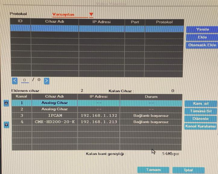 2.9. Kanal Modu Cihaza kaç adet IP kamera kaç adet analog kamera eklemek istediğinize kara verdikten sonra kanal modu seçeneğinden bu ayarı