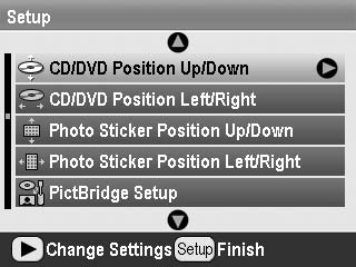 3. Menüyü açmak için Print Settings (Yazdırma Ayarları) Layout (Düzen) ayarını yapın ve OK (Tamam) CD/DVD ye yazdırırken aşağıdaki düzen seçeneklerini seçebilirsiniz.