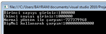 // iki sayıdan küçük ve büyük olanını bulma int sayi1, sayi2, min, max; Console.Write("Birinci sayıyı giriniz:"); int.tryparse(console.readline(), out sayi1); Console.