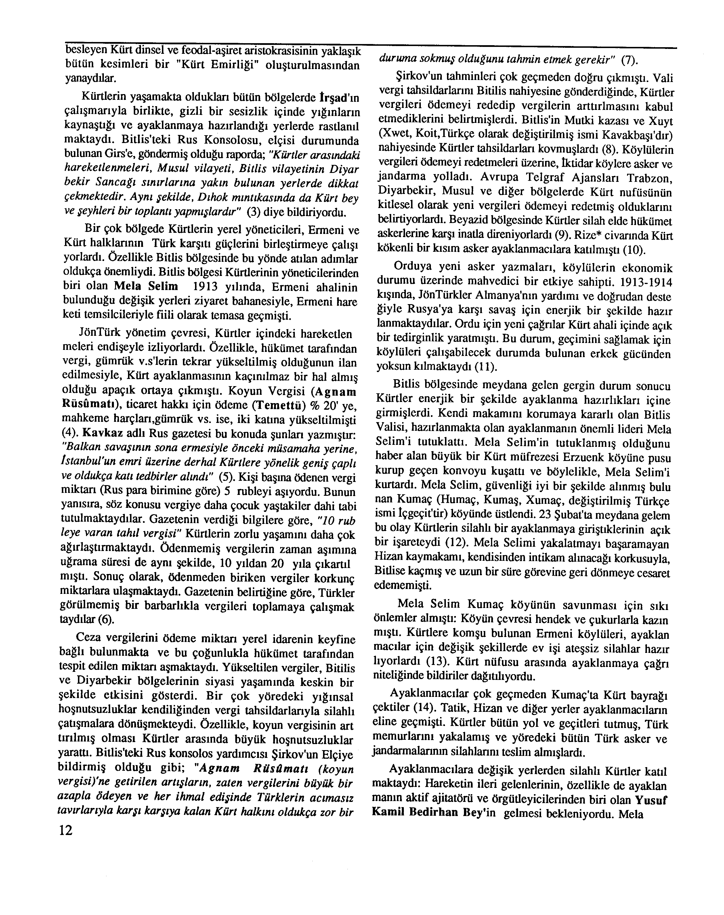 besleyen Kürt dinsel ve feodal-aşiret aristokrasisinin yaklaşık bütün kesimleri bir "Kürt Emirligi" oluşturulmasından yanaydılar.