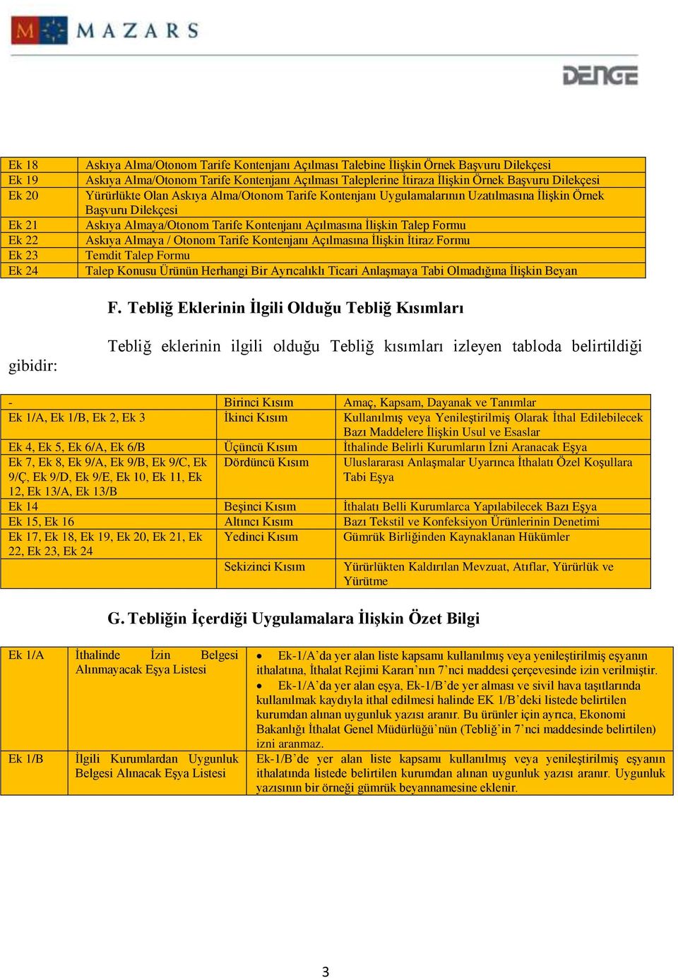 İlişkin Talep Formu Askıya Almaya / Otonom Tarife Kontenjanı Açılmasına İlişkin İtiraz Formu Temdit Talep Formu Talep Konusu Ürünün Herhangi Bir Ayrıcalıklı Ticari Anlaşmaya Tabi Olmadığına İlişkin