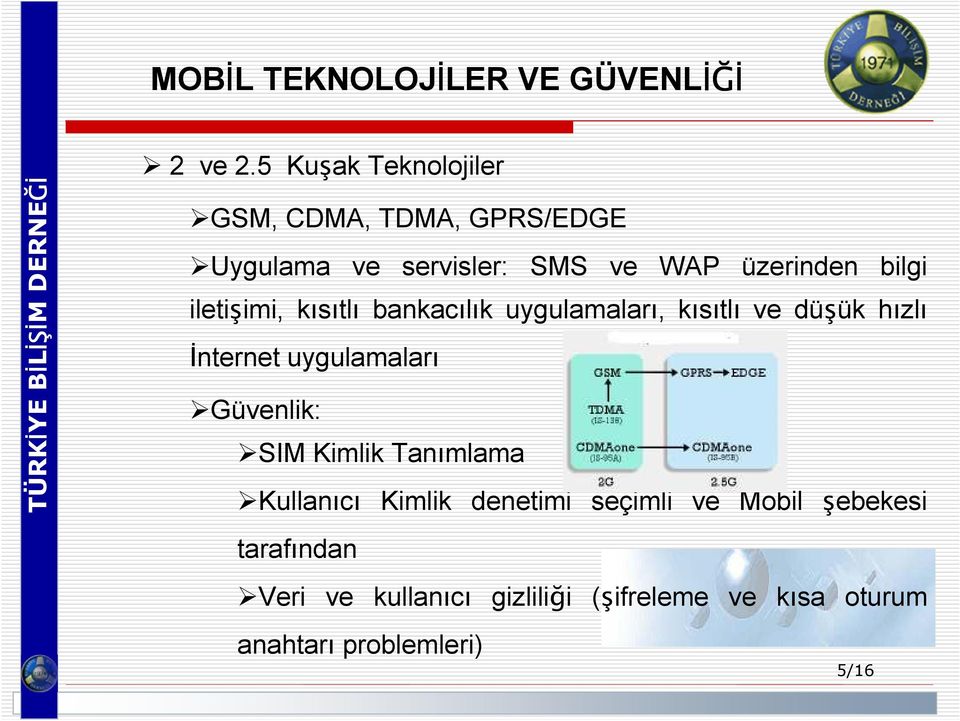 iletişimi, kısıtlı bankacılık uygulamaları, kısıtlı ve düşük hızlı Đnternet uygulamaları Güvenlik: