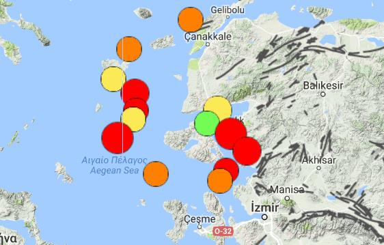 Gülpınar-Ayvacık (Çanakkale) bölgesinin son bir aylık deprem etkinliği (M 3.