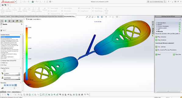 Tasarımcılar için Kalıp Enjeksiyonu Analizi SOLIDWORKS Plastics Standard yazılımı, plastik parça tasarımcılarının enjeksiyon kalıbıyla üretilen parçaların üretilebilirliğini tasarımın ilk