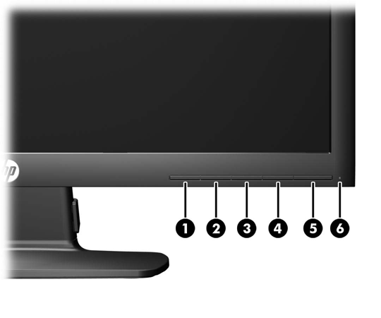 Ön Panel Denetimleri Şekil 4-1 Monitör Ön Panel Denetimleri Tablo 4-1 Monitör Ön Panel Denetimleri Denetim İşlev 1 Menu (Menü) Ekran Menüsü'nü açar, seçer veya kapatır.