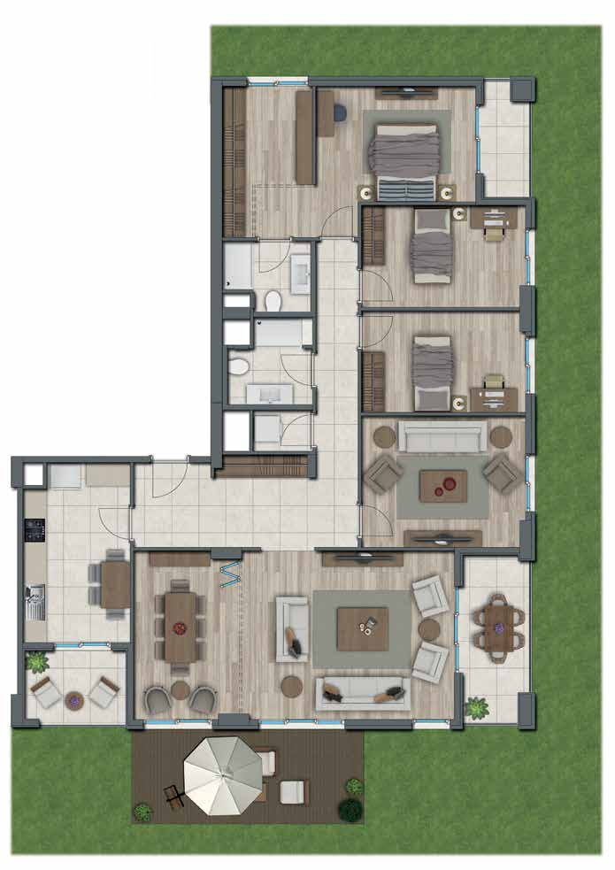 4A.A Teras / 242 m 2 (Satış Alanı) B Blok Zemin Kat Salon: 35,91 m 2 (Salon: 24,14 m 2 + Balkon 2: 11,77 m 2 ) Balkon 3: 7,28 m 2 Mutfak: 12,52 m 2 Balkon 1: 4,89 m 2 Oturma Odası: 14,34 m 2 Ebeveyn