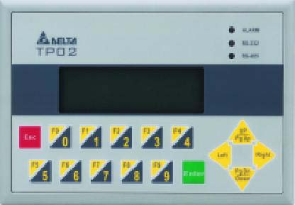 TP02 Serisi Panel Özellikleri TP02G-AS1 160*32 Pixel Mono STN LCD Grafik & yazı gösterge 10 fonksiyon tuşu 6 sistem tuşu