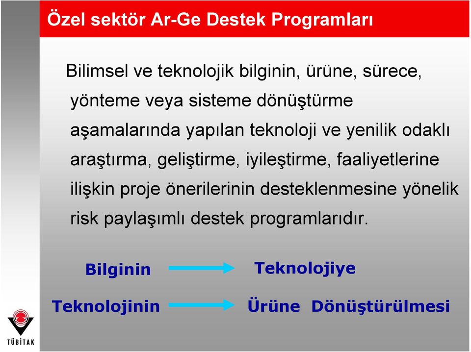 araştırma, geliştirme, iyileştirme, faaliyetlerine ilişkin proje önerilerinin