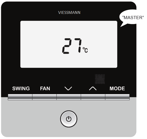 VIESmann 3) Otel tipi Kablolu Kumanda ile Kullanılan Uygulama Fonksiyonları XK49 A) Master iç ünite Devreye alınmış bir sistemde sistem otomatik olarak bir master iç ünite belirlemiştir.